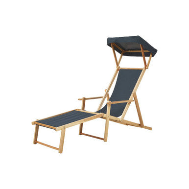 Orsina Lounger with adjustable canopy and wooden frame for comfortable outdoor seating