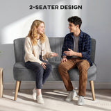 Wise Galleria Loveseat Sofa in grey with two seated design and wooden legs, ideal for modern living spaces