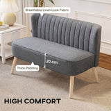 Stylish Grey Loveseat Sofa with Thick Padding and Breathable Linen Look Fabric for High Comfort
