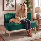 Wise Galleria Loveseat Sofa in Green Fabric with Modern Design, Perfect for Pet Lovers