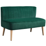 Stylish green Loveseat Sofa with ribbed upholstery and wooden legs for modern living spaces
