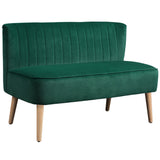 Stylish green Loveseat Sofa with ribbed upholstery and wooden legs for modern living spaces