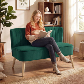 Wise Galleria Loveseat Sofa in Green with Modern Design, Perfect for Living Rooms or Reading Nooks