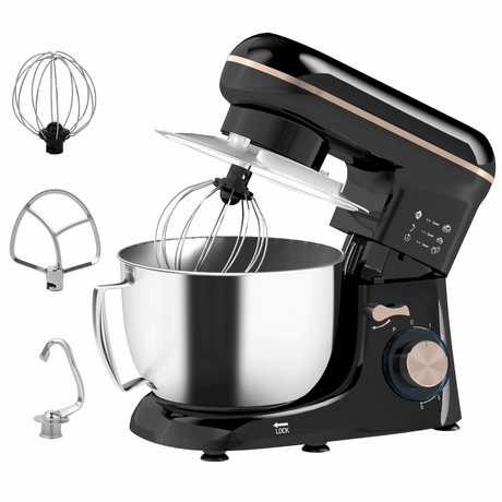 HOMCOM Electric Stand Mixer, 4.5L Food Mixer with Dough Hook, Whisk Black HOMCOM