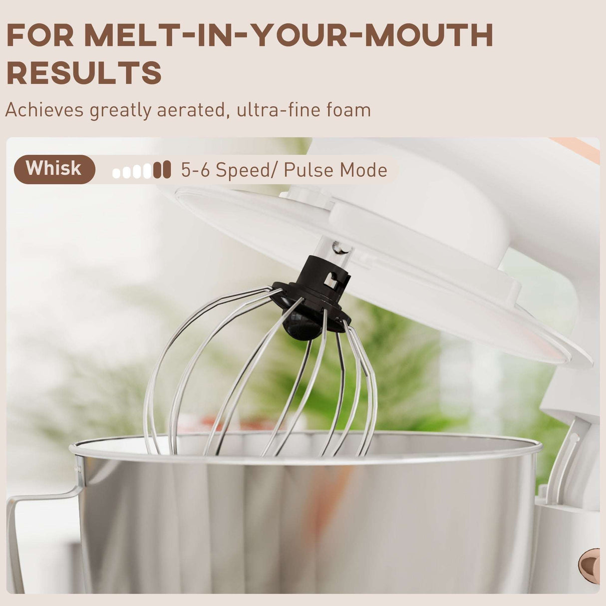 Wise Galleria Stand Mixer with Whisk Attachment for Achieving Light and Fluffy Foam