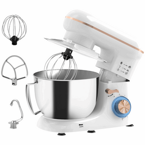 HOMCOM Electric Stand Mixer, 4.5L Food Mixer with Dough Hook, Whisk White HOMCOM