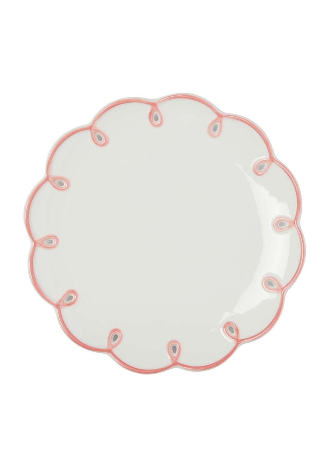 Casa by Josephine Jenno Lunch Plate with a scalloped edge and pink detailing for elegant dining