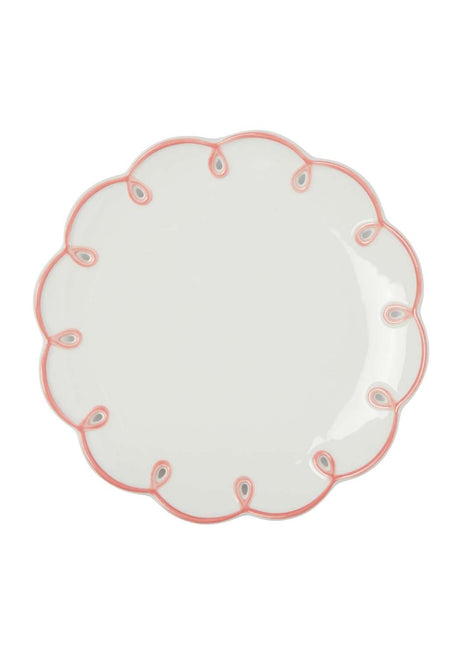 Casa by Josephine Jenno Lunch Plate with a scalloped edge and pink detailing for elegant dining