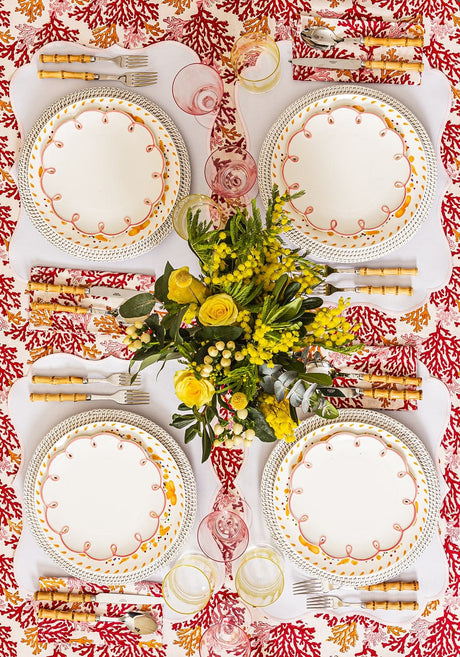 Casa by Josephine Jenno elegant dinner plates set on a floral table with vibrant colours, perfect for a lunch plate arrangement