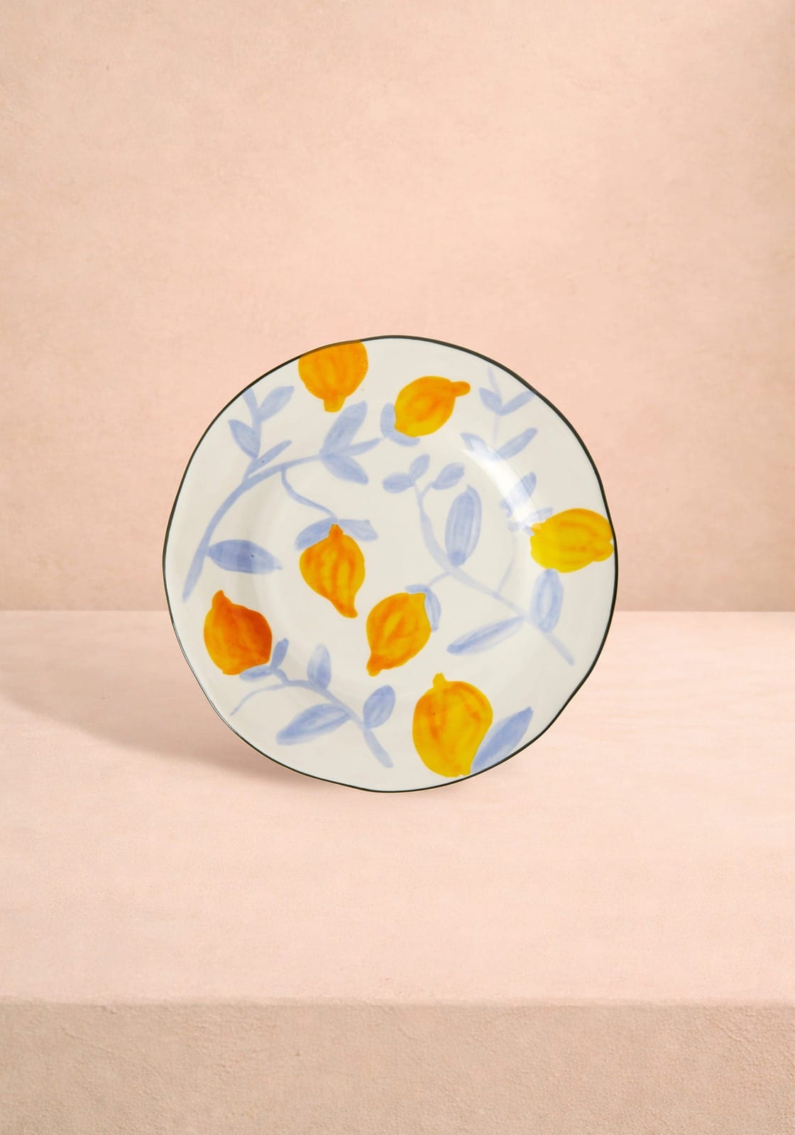 Casa by Josephine Jenno Lunch Plates featuring a floral design with yellow flowers and blue leaves