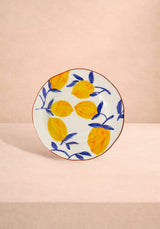 Casa by Josephine Jenno Lunch Plates with Vibrant Lemon Design on White Background