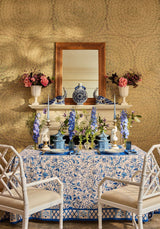 Casa by Josephine Jenno Cotton Tablecloth in Blue Floral Pattern for Elegant Dining Settings
