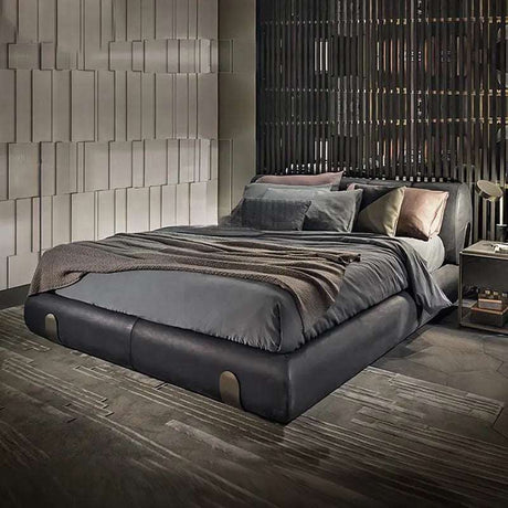 Nisu Home Luxury Bed in Grey with Plush Bedding and Modern Design for Stylish Bedrooms