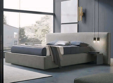 Nisu Home Luxury Bed in Modern Design with Elegant Headboard and Soft Bedding