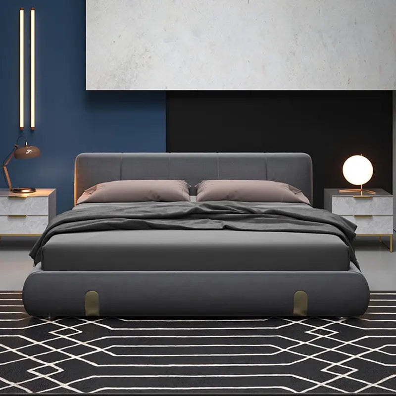 Nisu Home Luxury Bed with a Stylish Grey Upholstered Headboard and Contemporary Design