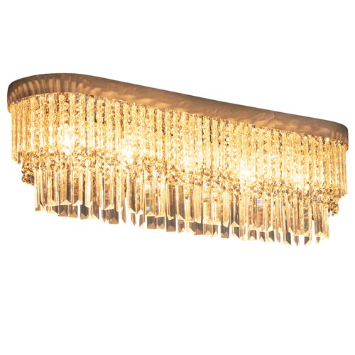 Modern Raindrop Crystal Chandelier, Round Rectangular Ceiling Light, Silver HOMCOM