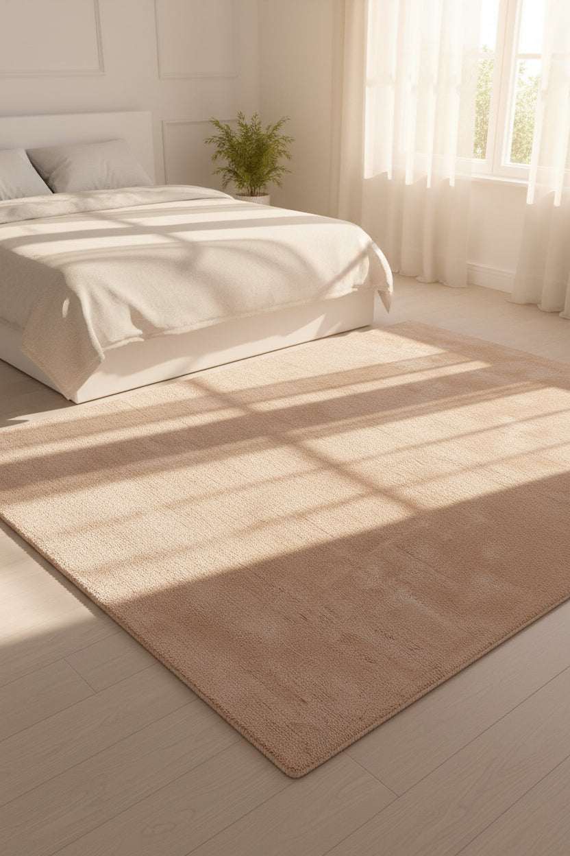 Soft pink Luxury Rug with a smooth texture, ideal for contemporary home decor