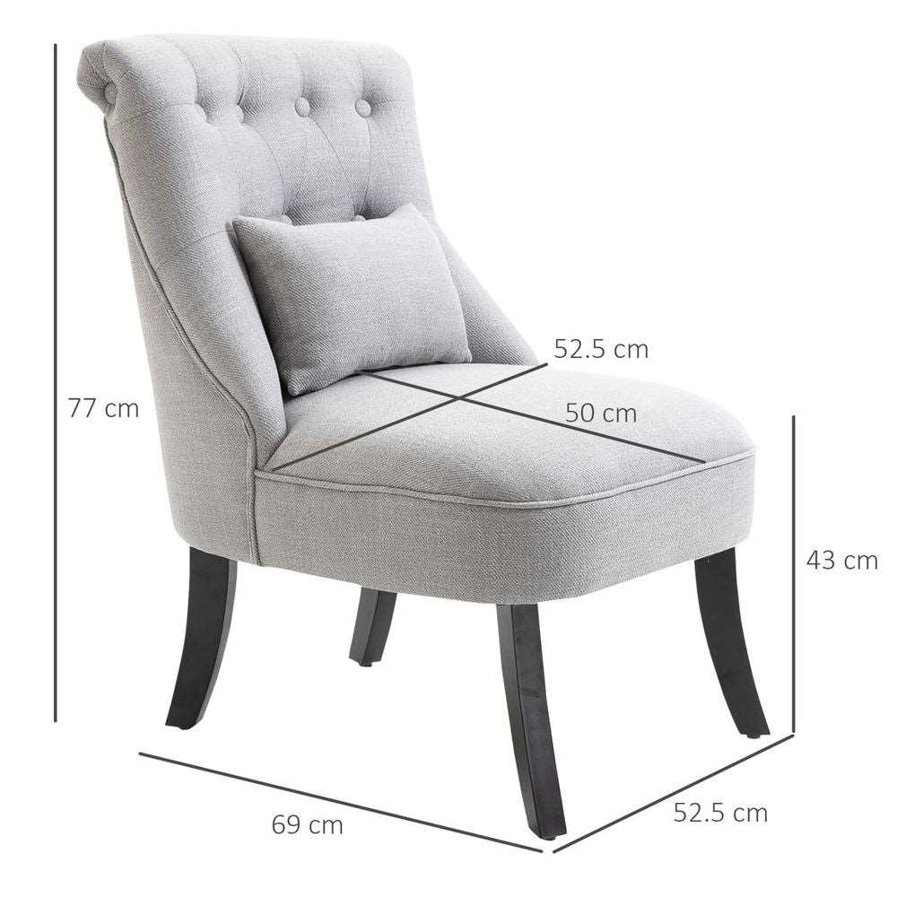 HOMCOM Grey Sofa Dining Chair with Button Tufted Back HOMCOM