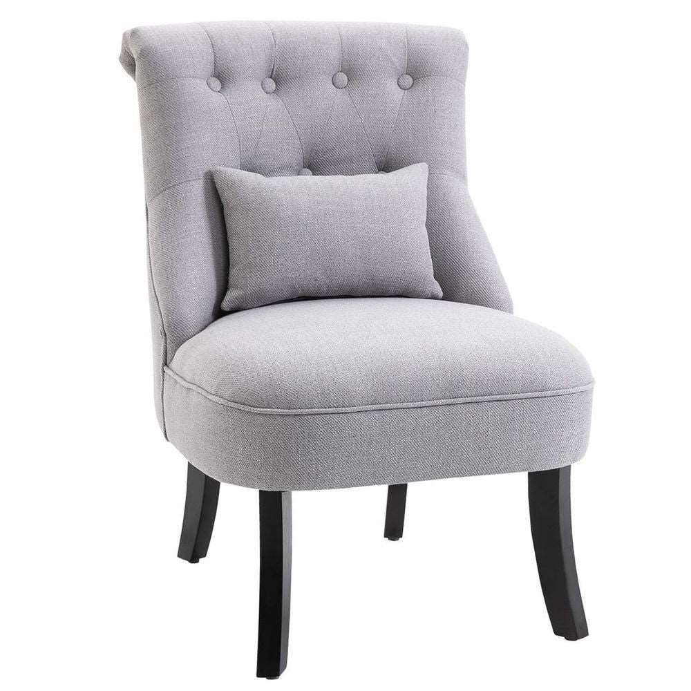 HOMCOM Grey Sofa Dining Chair with Button Tufted Back HOMCOM