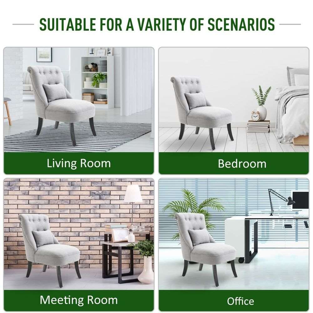 HOMCOM Grey Sofa Dining Chair with Button Tufted Back HOMCOM