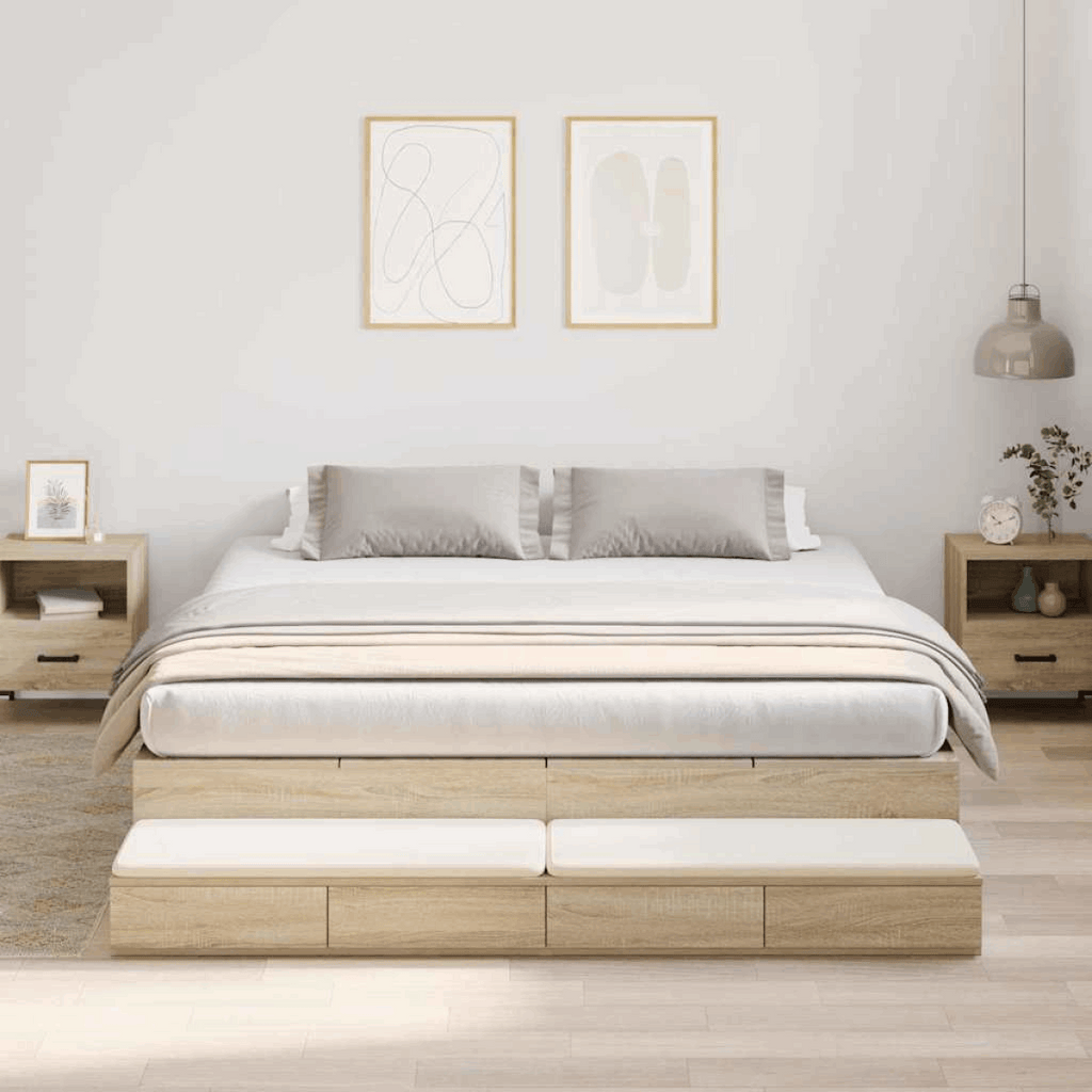 vidaXL Storage Bed Frame with Drawer Sonoma Oak 236.5 x 200 x 31.5 cm vidaXL