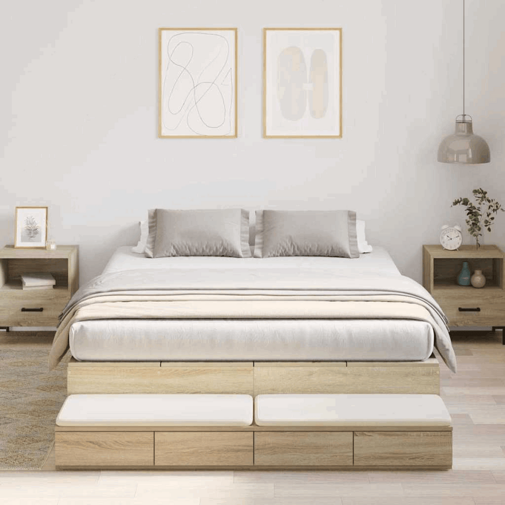 vidaXL Storage Bed Frame with Drawer Sonoma Oak 236.5 x 160 x 31.5 cm vidaXL