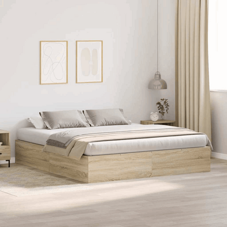 vidaXL Bed Frame Sonoma oak 200 x 200 x 31.5 cm Engineered wood vidaXL