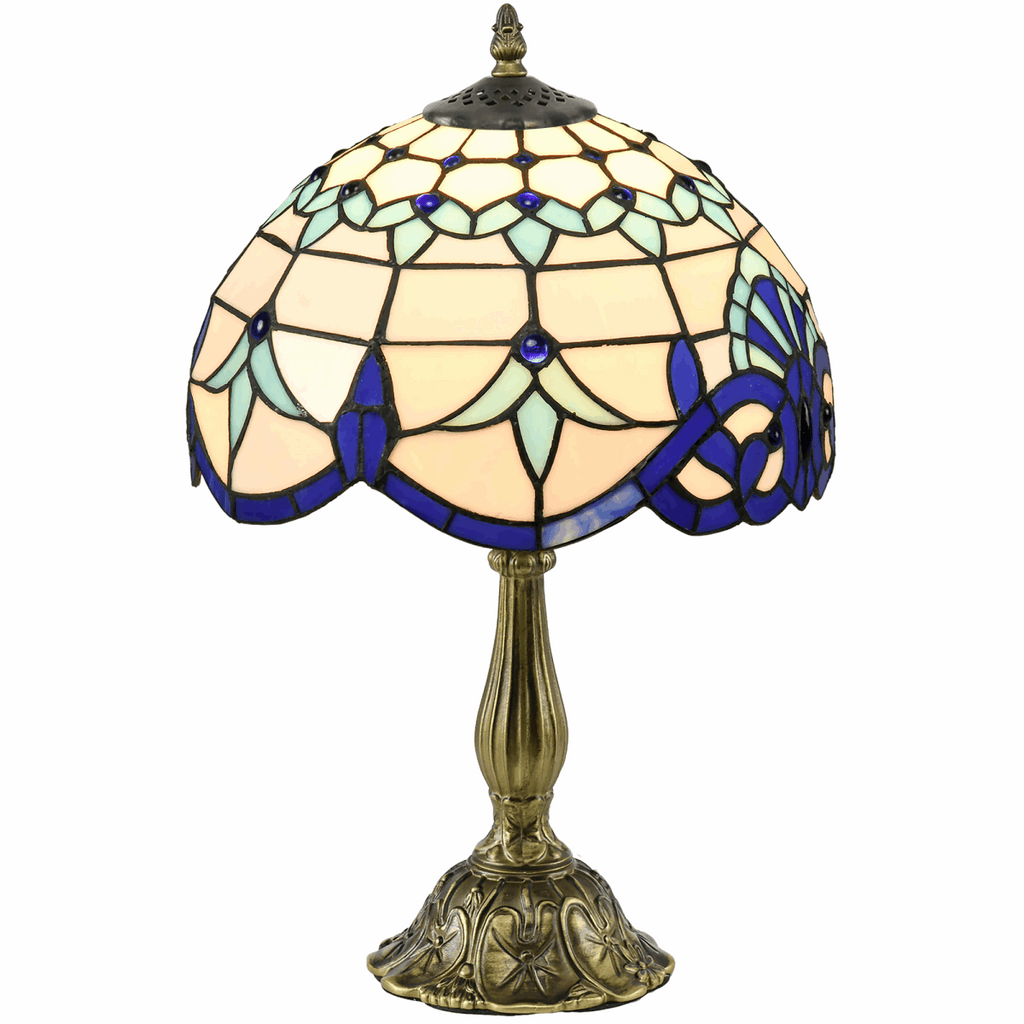HOMCOM Stained Glass Table Lamp, for Bedroom Bedside, Bulb not Included HOMCOM