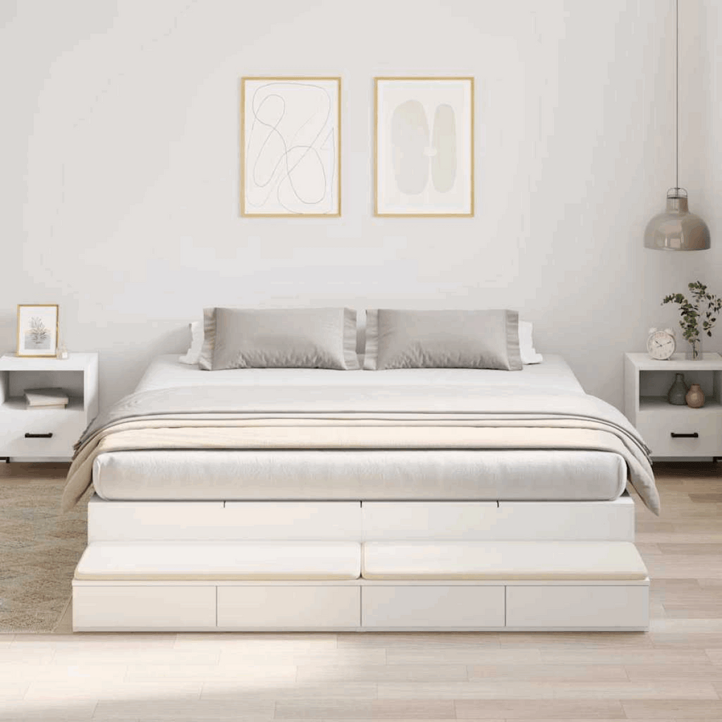 vidaXL Storage Bed Frame White 236.5 x 180 x 31.5 cm Engineered wood vidaXL