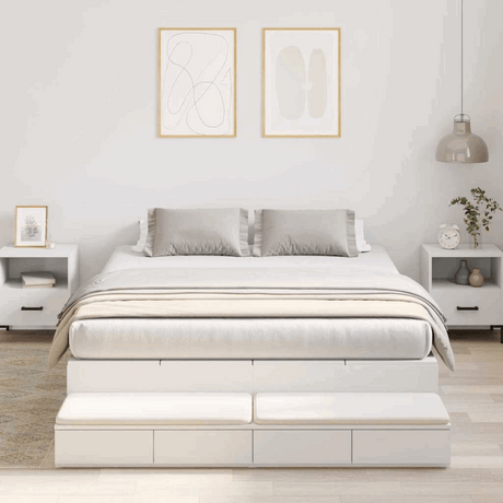 vidaXL Storage Bed Frame White 236.5 x 160 x 31.5 cm Engineered wood vidaXL