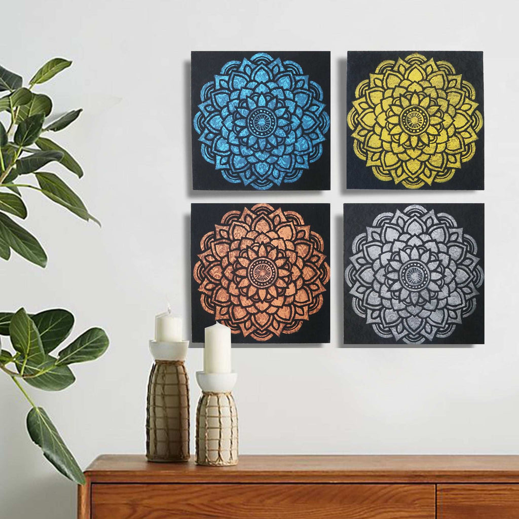 Set of 4 Mandala Brocade Detail 30x30cm Shades 4 Seasons