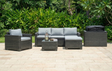 MINT Outdoor Garden Sofa Set in Rattan with Grey Cushions for Stylish Outdoor Relaxation
