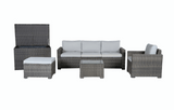 MINT Outdoor Garden Sofa Set with Grey Rattan Weave and Comfortable Cushions for Relaxing Outdoors