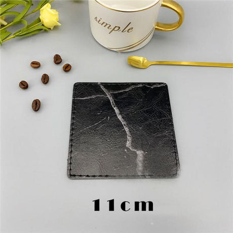 Stylish black marble placemat for dinnerware, measuring 11cm, perfect for dining tables