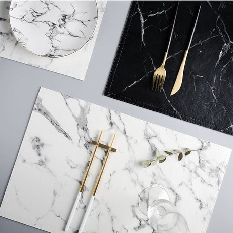 Elegant marble design placemats for stylish dining, perfect for enhancing dinnerware presentations