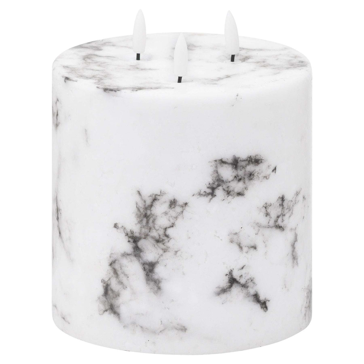 Luxe Collection Natural Glow 6x6 Marble Effect LED Candle WHITE PLASTIC Shades 4 Seasons