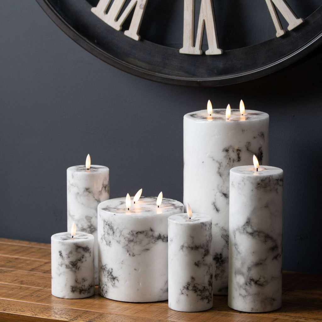Luxe Collection Natural Glow 3x8 Marble Effect LED Candle Shades 4 Seasons