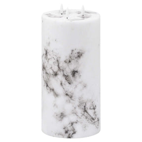 Luxe Collection Natural Glow 6x12 Marble Effect LED Candle WHITE PLASTIC Shades 4 Seasons