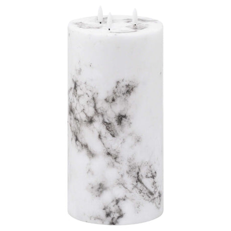 Luxe Collection Natural Glow 6x12 Marble Effect LED Candle WHITE PLASTIC Shades 4 Seasons