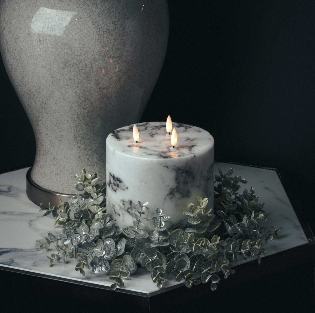 Luxe Collection Natural Glow 6x6 Marble Effect LED Candle Shades 4 Seasons