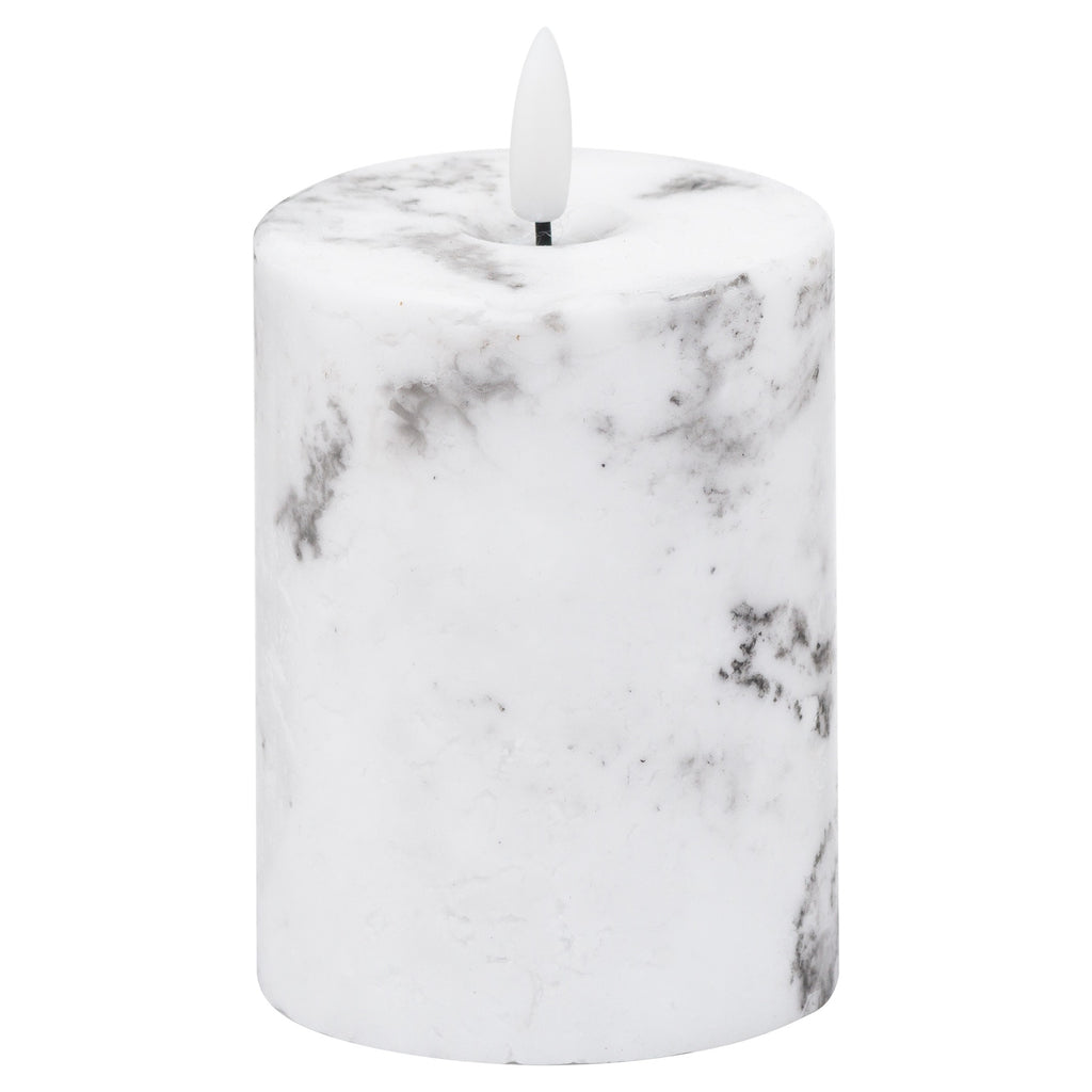 Luxe Collection Natural Glow 3x4 Marble Effect LED Candle WHITE PLASTIC Shades 4 Seasons