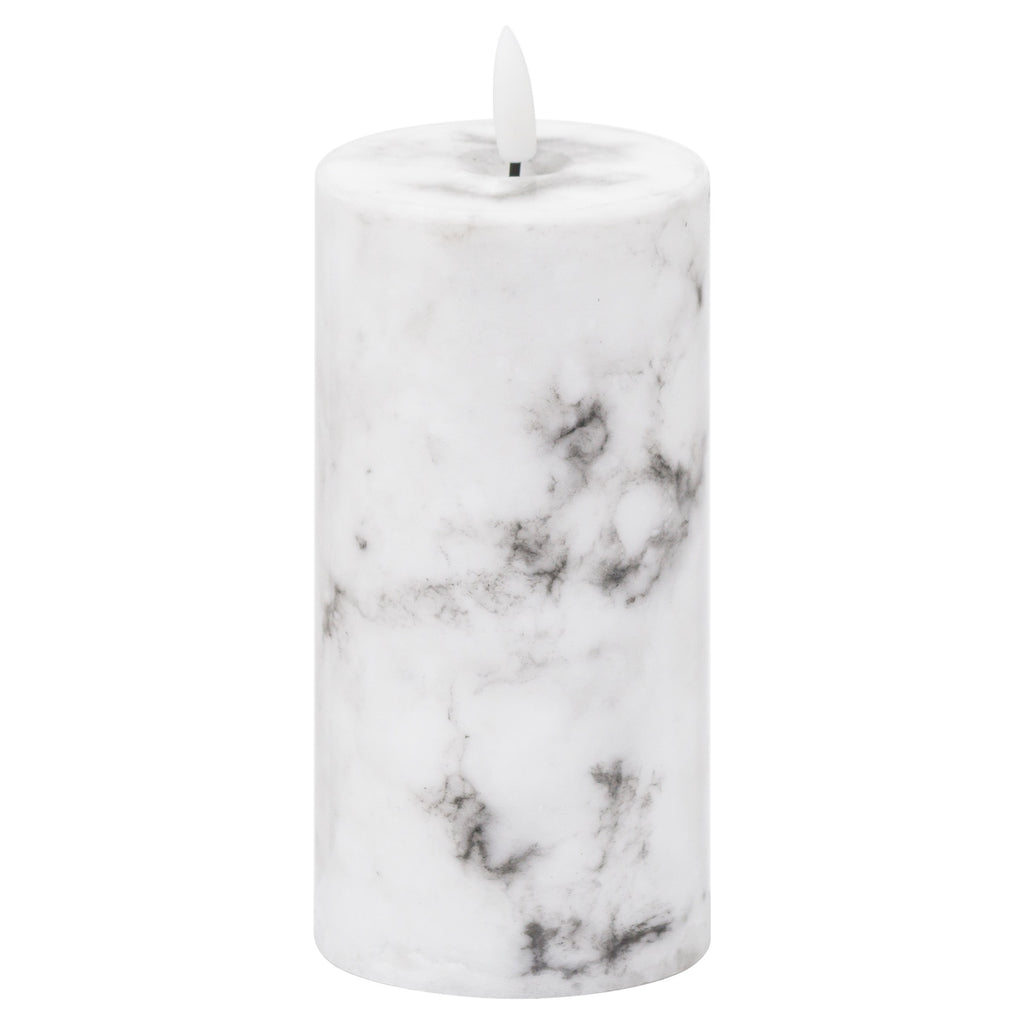 Luxe Collection Natural Glow 3x6 Marble Effect LED Candle WHITE PLASTIC Shades 4 Seasons