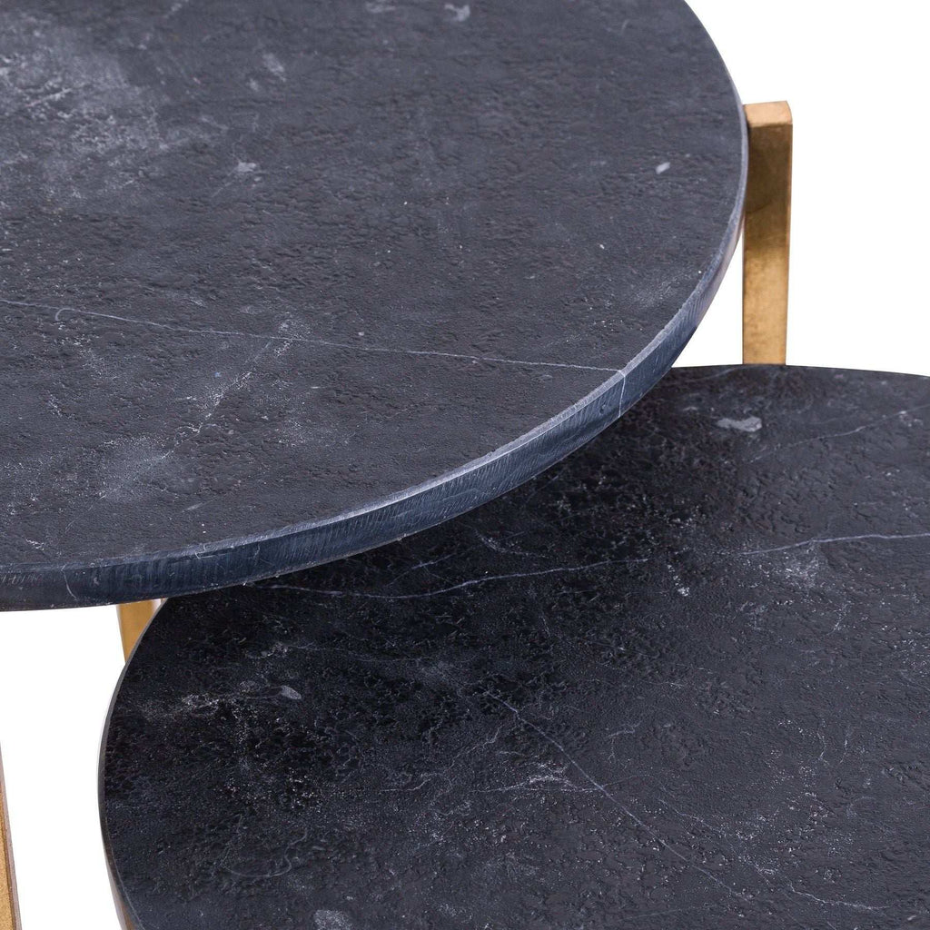 Set Of 2 Gold And Black Marble Tables Shades 4 Seasons