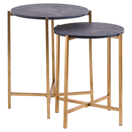 Set Of 2 Gold And Black Marble Tables BLACK METAL Shades 4 Seasons