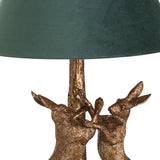 Antique Gold Marching Hares Lamp With Green Velvet Shade Shades 4 Seasons