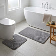 Orsina Mat Set in Grey Chevrons for Bathroom with Soft, Absorbent Texture and Non-Slip Backing