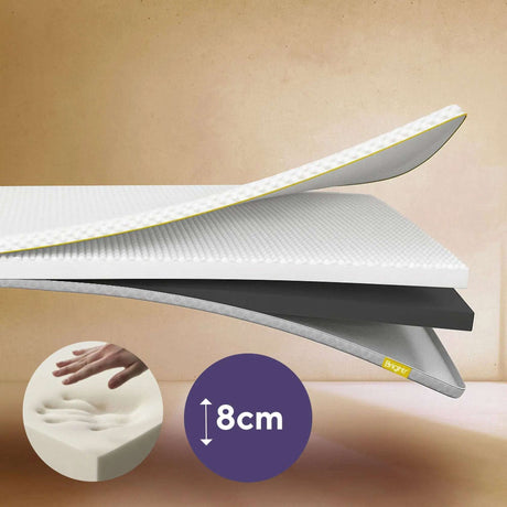 Brightr Sleep 8cm Mattress Topper with Multi-Layer Foam for Enhanced Comfort and Support