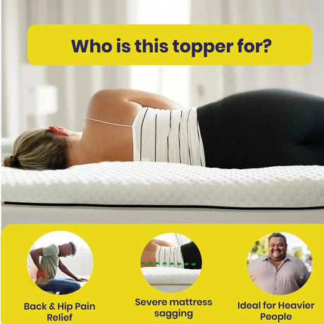 Brightr Sleep Mattress Topper providing back pain relief and support for heavier individuals