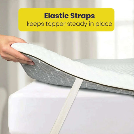 Brightr Sleep Mattress Topper with elastic straps to keep it steady in place for optimal comfort