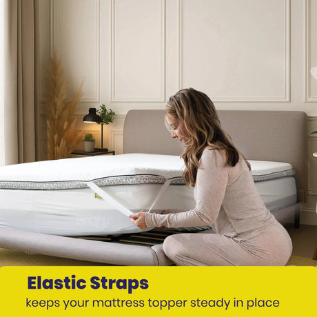 Brightr Sleep Mattress Topper with elastic straps for a secure fit on any bed